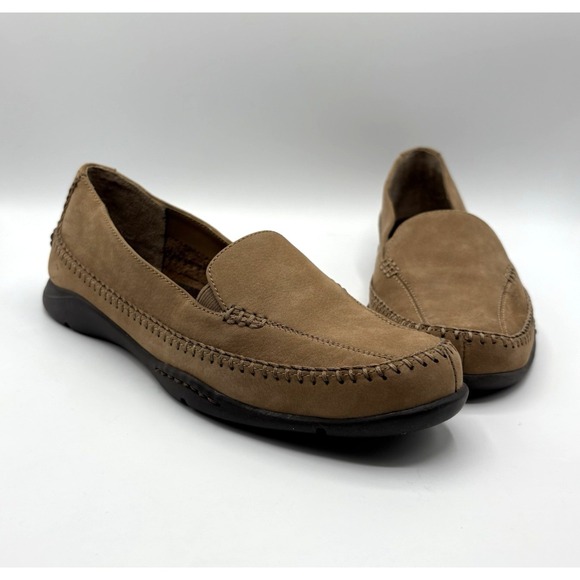 AEROSOLES Shoes - AEROSOLES Ivory Tree Loafers Women's Size 8 Tan Nubuck‎ Leather Slip On Shoes
